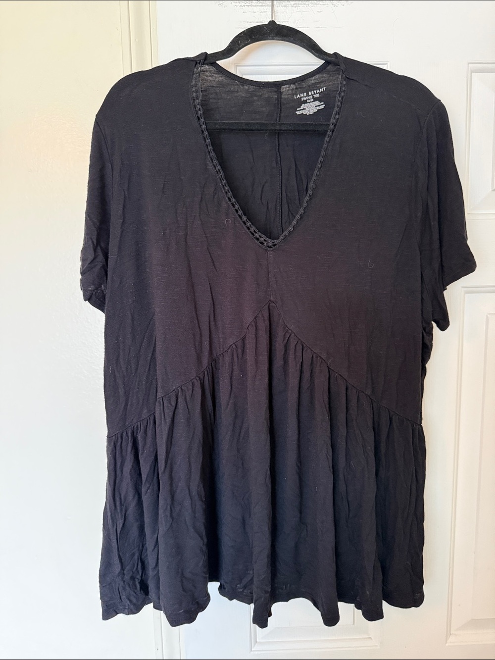 Lane Bryant Black V-Neck swing tee
